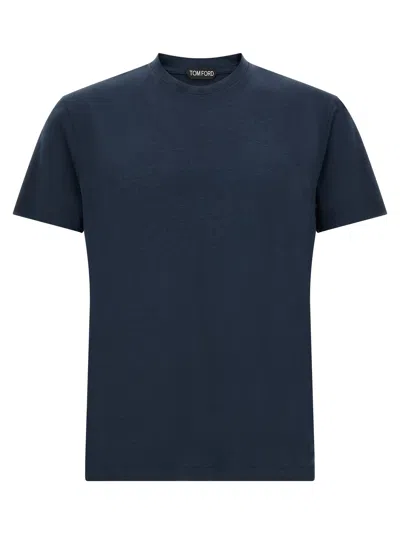 Tom Ford Cotton Crew-neck T-shirt In Blue