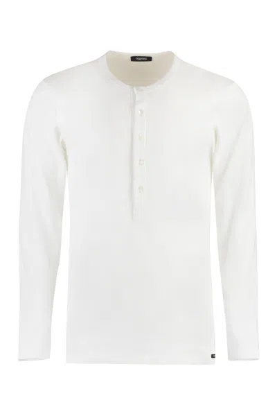 Tom Ford Cotton Henley T-shirt In White