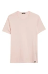 Tom Ford Short Sleeve Crewneck T-shirt In Rosa Pastello Quadro
