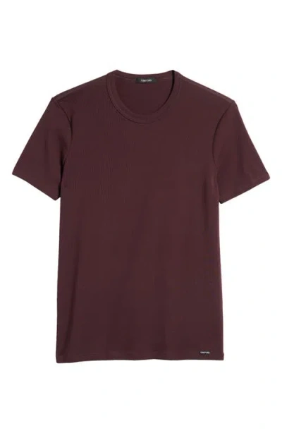 Tom Ford Cotton Jersey Crewneck T-shirt In Brown