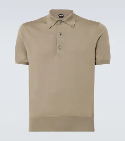 Tom Ford Classic Mini Polo Shirt For Men In Beige