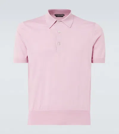 Tom Ford Cotton Jersey Polo Shirt In Pink