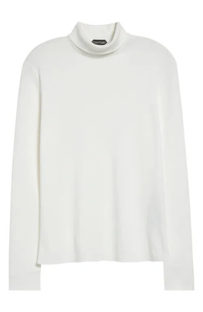 Tom Ford Cotton Jersey Turtleneck Sweater In Aw002 White
