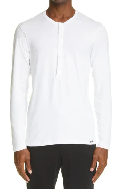 Tom Ford Henley Lounge Shirt In White