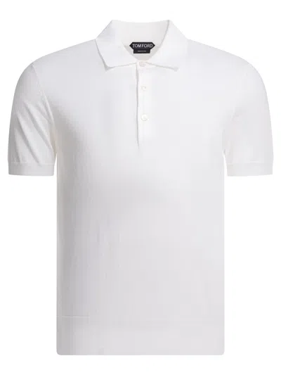 Tom Ford Short-sleeved Knitted Polo Shirt In White