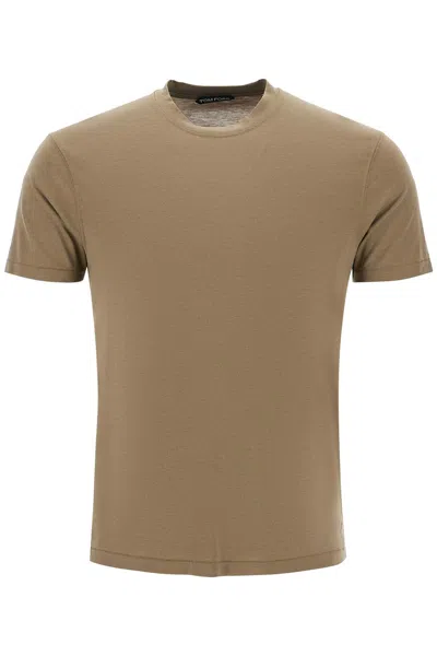 Tom Ford Khaki Lyocell Cotton Crew T-shirt In Green Moss