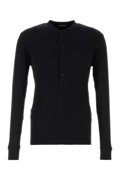 Tom Ford Men Cotton Modal Rib Ls Henley In Multicolor
