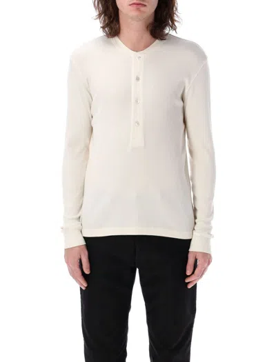 Tom Ford Cotton & Modal Ribbed Henley T-shirt In White