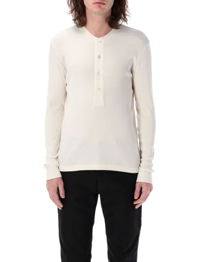 Tom Ford Cotton & Modal Ribbed Henley T-shirt In White