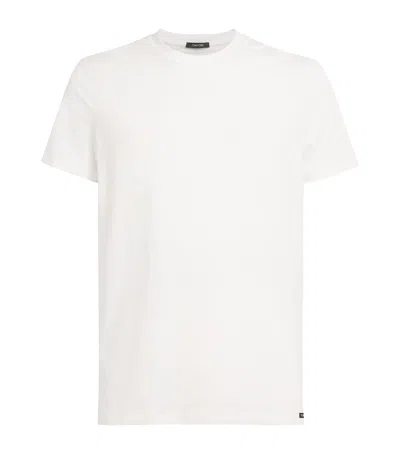 Tom Ford Crew Neck Cotton-lyocell Blend T-shirt In White
