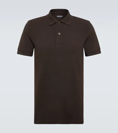 Tom Ford Cotton Piqué Polo Shirt In Brown