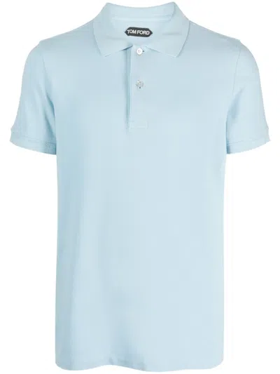 Tom Ford Blue Tennis Piquet Polo Shirt