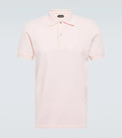 Tom Ford Cotton Piqué Polo Shirt In Powder Pink