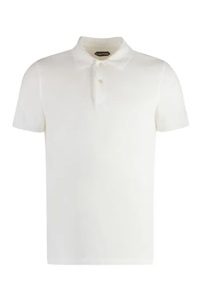 Tom Ford Cotton-piqué Polo Shirt In Ivory