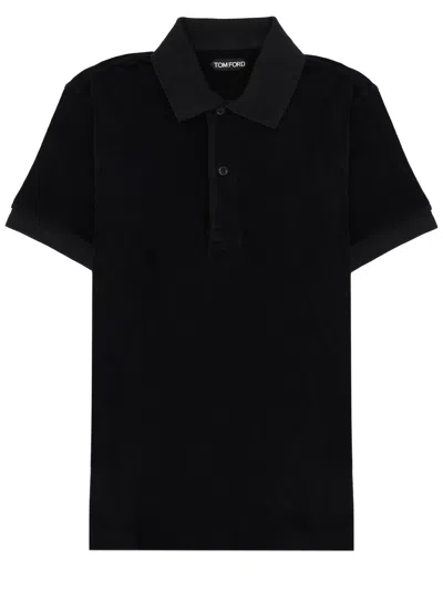 Tom Ford Cotton Polo In Black