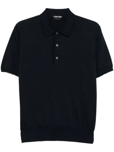 Tom Ford Tailored Blue Cotton T-shirt In Black