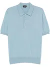Tom Ford Light-blue Short-sleeves Polo In Cotton Piquet Jersey Man In Blue