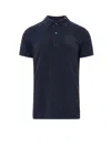 Tom Ford Textured Finish Navy Polo With Front Button Placket In Blue