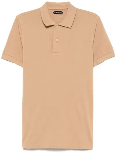 Tom Ford Cotton Polo Shirt In Brown