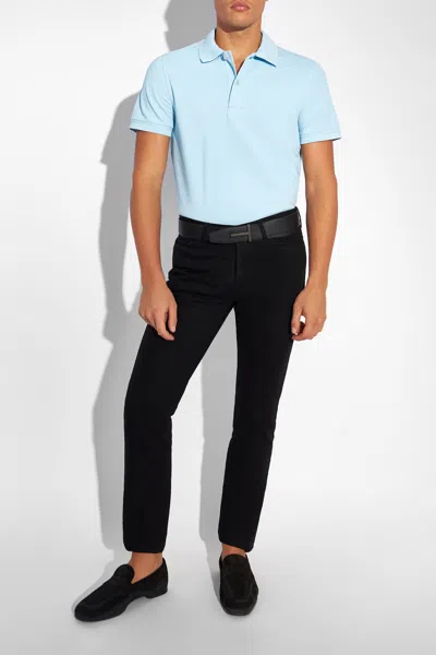 Tom Ford Cotton Polo Shirt In Light Blue