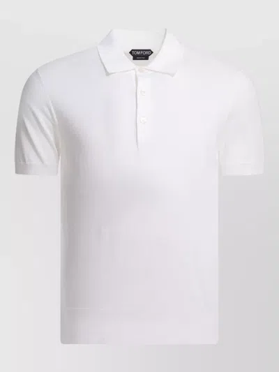 Tom Ford Short-sleeved Knitted Polo Shirt In White