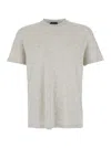 Tom Ford White Crewneck T-shirt With Tf Embroidery In Lyocell And Cotton Blend Man In Gray