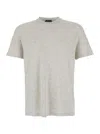 Tom Ford White Crewneck T-shirt With Tf Embroidery In Lyocell And Cotton Blend Man In Gray