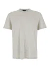 Tom Ford White Crewneck T-shirt With Tf Embroidery In Lyocell And Cotton Blend Man In Gray