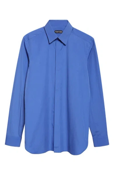 Tom Ford Cotton Poplin Button-up Shirt In Blue