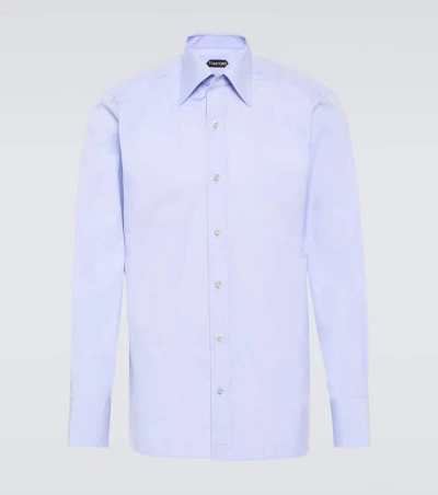 Tom Ford Cotton Poplin Shirt In Blue