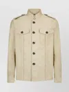 Tom Ford Brushed Cotton Satin Stand Collar Outershirt In Neutral