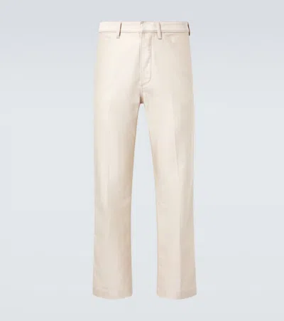 Tom Ford Cotton Satin Straight Pants In Neutral