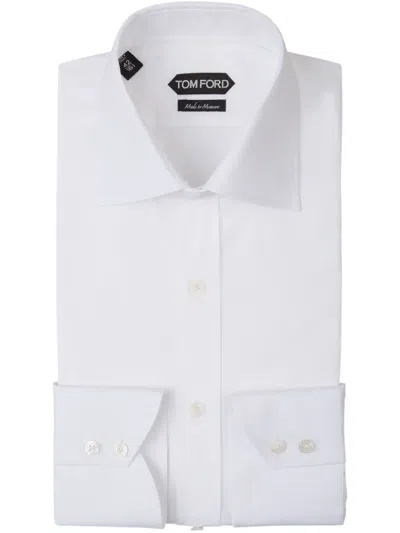 Tom Ford White Slim-fit Pinned-collar Double-cuff Cotton-poplin Shirt