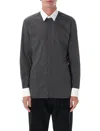 Tom Ford Cotton Shirt With Diamond Print And Contrast White Collar In Gray