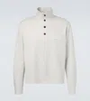 Tom Ford Cotton Sweatshirt With A Partial Front Button Closure In Gray