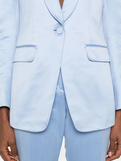 Tom Ford Cotton Silk Blazer In Blue