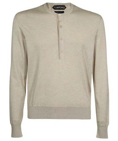 Tom Ford Cotton-silk Blend Sweater In Sand