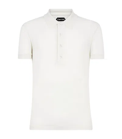 Tom Ford Cotton-silk-cashmere Polo Shirt In White
