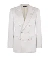 Tom Ford Cotton-silk Double-breasted Blazer In Neutral