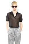 Tom Ford Mens Chocolate Open-collar Mesh Cotton And Silk-blend Polo Top In Black