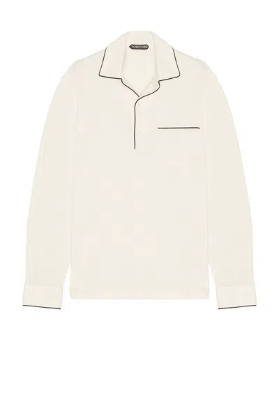 Tom Ford Cotton Silk Piquet Polo In Neutral
