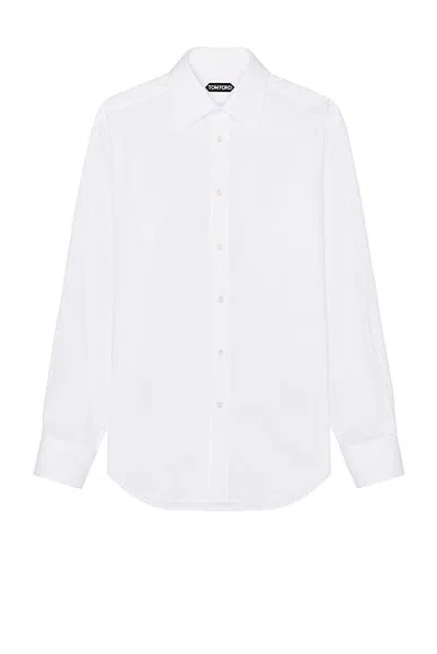 Tom Ford Cotton Silk Serge Fluid Fit Shirt In White