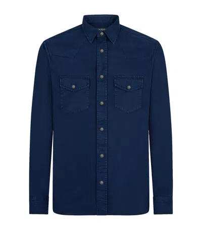 Tom Ford Cotton Slim-fit Western Shirt In Blue