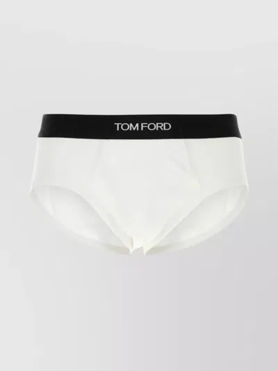Tom Ford Cotton Slip Set Elastic Waistband In White