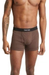 Tom Ford Logo-waistband Cotton Boxers In Dark Brown