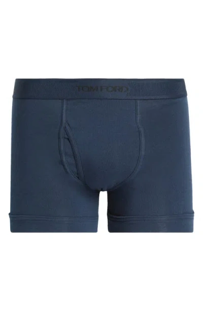 Tom Ford Cotton Stretch Jersey Boxer Briefs In Dark Sapphire
