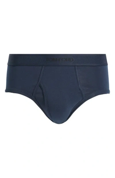 Tom Ford Cotton Stretch Jersey Briefs In Dark Sapphire