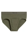 Tom Ford Cotton Stretch Jersey Briefs In Military Green