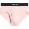 Tom Ford Cotton Stretch Jersey Briefs In Rosa Pastello Quadro