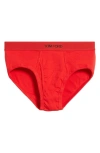 Tom Ford Cotton Stretch Jersey Briefs In Scarlet